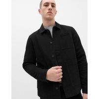 M&S Regular Fit Pure Cotton Twill Overshirt Black