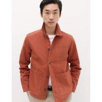 M&S Regular Fit Pure Cotton Twill Overshirt Burnt Orange