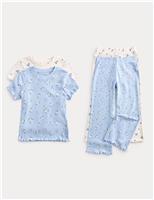 Kids 2 Pack Floral Ribbed Pyjamas (1-16 Yrs)
