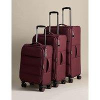 M&S Set of 3 Geneva 4 Wheel Soft Suitcases Burgundy