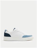 Autograph Leather Lace Up Trainers Blue Mix