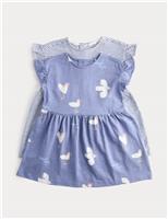 2 Pack Pure Cotton Bird & Striped Dresses (0-3 Yrs)
