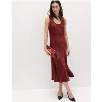 M&S Built Up Satin Midi Column Dress Rust