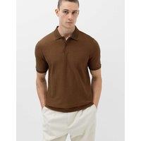 M&S Cotton Rich Striped Short Sleeve Polo Shirt Bronze