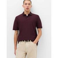 M&S Cotton Rich Striped Short Sleeve Polo Shirt Bordeaux