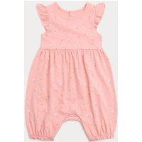 M&S Pure Cotton Floral Romper (0-3 Yrs) Pink