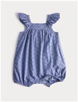Pure Cotton Broderie Romper (0-3 Yrs)