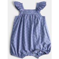 M&S Pure Cotton Broderie Romper (0-3 Yrs) Blue