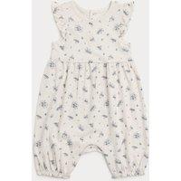 M&S Pure Cotton Floral Romper (0-3 Yrs) Cream