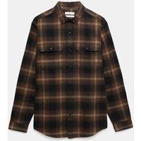 M&S Pure Cotton Flannel Shirt Brown Mix