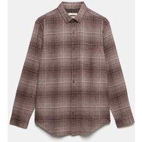M&S Pure Cotton Flannel Shirt Burgundy