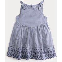 M&S Pure Cotton Embroidered Gingham Dress (0-5 Yrs) Navy