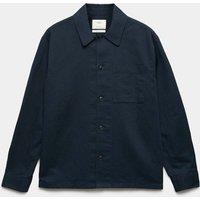 M&S Regular Fit Cotton Linen Blend Overshirt Navy