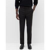 M&S Tailored Fit Pindot Stretch Trousers Brown
