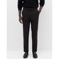 M&S Tailored Fit Pindot Stretch Trousers Brown