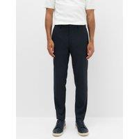 M&S Tailored Fit Pindot Stretch Trousers Navy