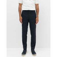 M&S Tailored Fit Pindot Stretch Trousers Navy