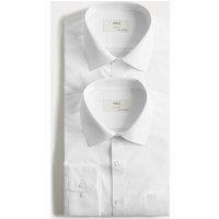M&S 2 Pack Slim Fit Easy Iron Cotton Blend Shirts White