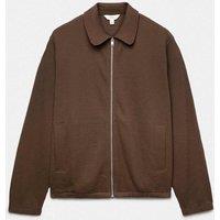 M&S Pure Cotton Exploded Waffle Jacket Dark Brown