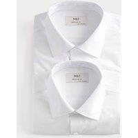 M&S 2 Pack Regular Fit Easy Iron Shirts White
