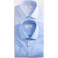 M&S 2 Pack Regular Fit Easy Iron Shirts Blue Mix