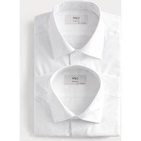 M&S 2 Pack Slim Fit Easy Iron Shirts White