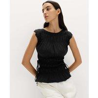M&S Pure Cotton Smocked Detail Top Black