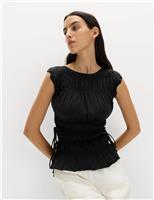 Pure Cotton Smocked Detail Top