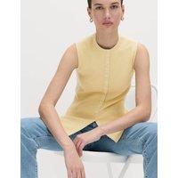 M&S Ribbed Peplum Waisted Knitted Waistcoat Camomile