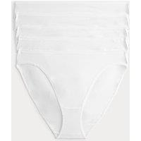 M&S 5pk Microfibre High Leg Knickers Eco White