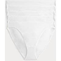 M&S 5pk Microfibre High Leg Knickers Eco White