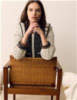 Per Una Pure Cotton Printed Quilted Jacket Ecru Mix