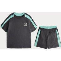 M&S 2 Pack Pure Cotton Fear Less Pyjama Sets (6-16 Yrs) Green Mix