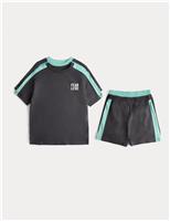 M&S 2 Pack Pure Cotton Fear Less Pyjama Sets (6-16 Yrs) Green Mix