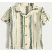 M&S Cotton Linen Blend Striped Shirt (0-5 Yrs) Green