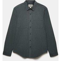 M&S Regular Fit Striped Corduroy Shirt Cedar