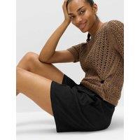 M&S Pull On High Waisted Shorts with Linen Black