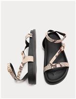 Leather Buckle Ankle Strap Flat Sandals