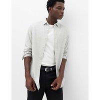 M&S Pure Cotton Flannel Shirt Grey Mix