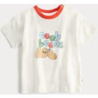 M&S Pure Cotton Cool Beans Graphic T-Shirt (0-3 Yrs) White Mix