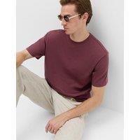 M&S Relaxed Fit Cotton Blend Ultimate Performance T-Shirt Bordeaux
