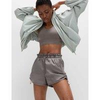 Goodmove Layered Ruched Running Shorts Mid Grey