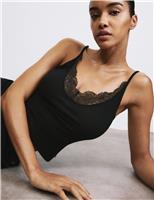 Ribbed Lace Trim Cami Top with Wool