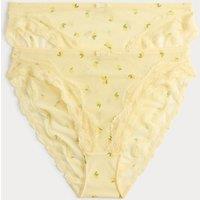 M&S 2 Pack Floral Mesh High Leg Knickers Yellow