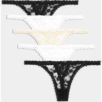 M&S 5 Pack Lace Tanga Thong Black Mix
