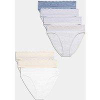 M&S 7 Pack Cotton Rich High Leg Knickers Light Cream