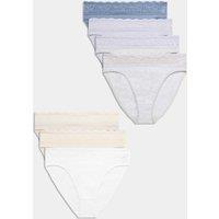 M&S 7 Pack Cotton Rich High Leg Knickers Light Cream