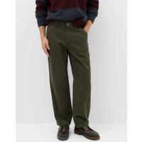 M&S Loose Fit Pure Cotton Utility Trousers Dark Khaki