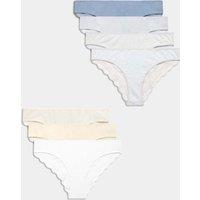 M&S 7 Pack Cotton Rich Low Rise Brazilian Knickers Light Cream