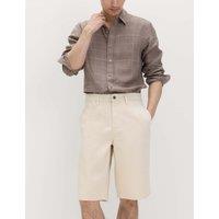 M&S Baggy Fit Pure Cotton Denim Shorts Stone